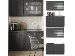 Cocina para solteros gris oscuro 140x60x81.6 fame-line