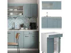 Cocina para solteros gris azulado 140x60x81.6 r-line