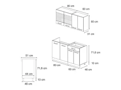 Cocina para solteros gris azulado 140x60x81.6 r-line