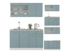 Cocina para solteros gris azulado 140x60x81.6 r-line