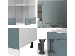 Cocina para solteros gris azulado 140x60x81.6 r-line