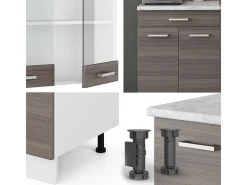 Cocina para solteros gris noble 140x60x81.6 r-line