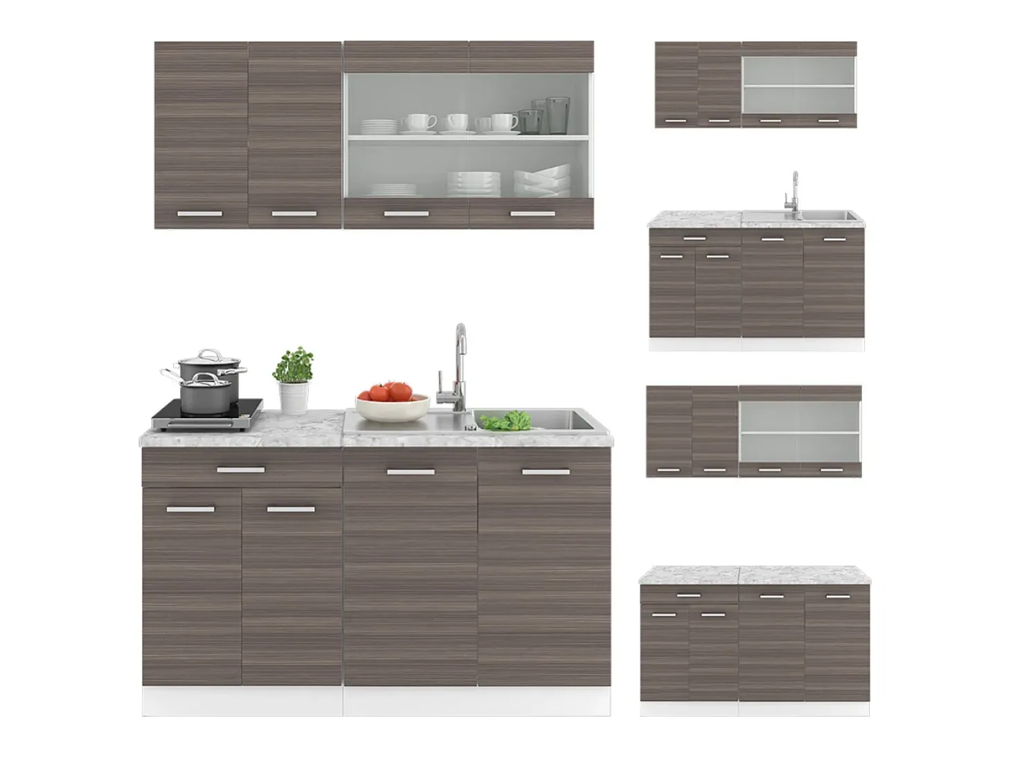 Cocina para solteros gris noble 140x60x81.6 r-line
