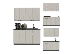Cocina para solteros gris/beige/antracita 140x46x81.6 fame-line