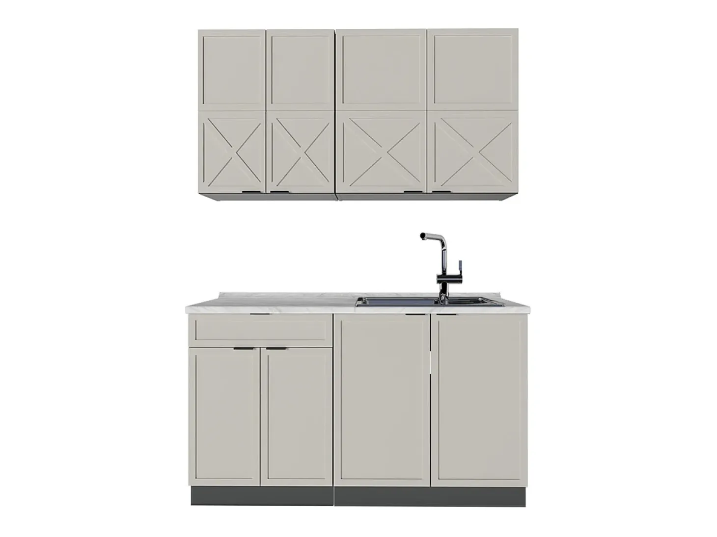 Cocina para solteros gris/beige/antracita 140x46x81.6 fame-line