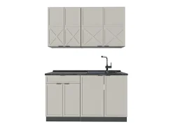 Cocina para solteros gris/beige/antracita 140x60x81.6 fame-line