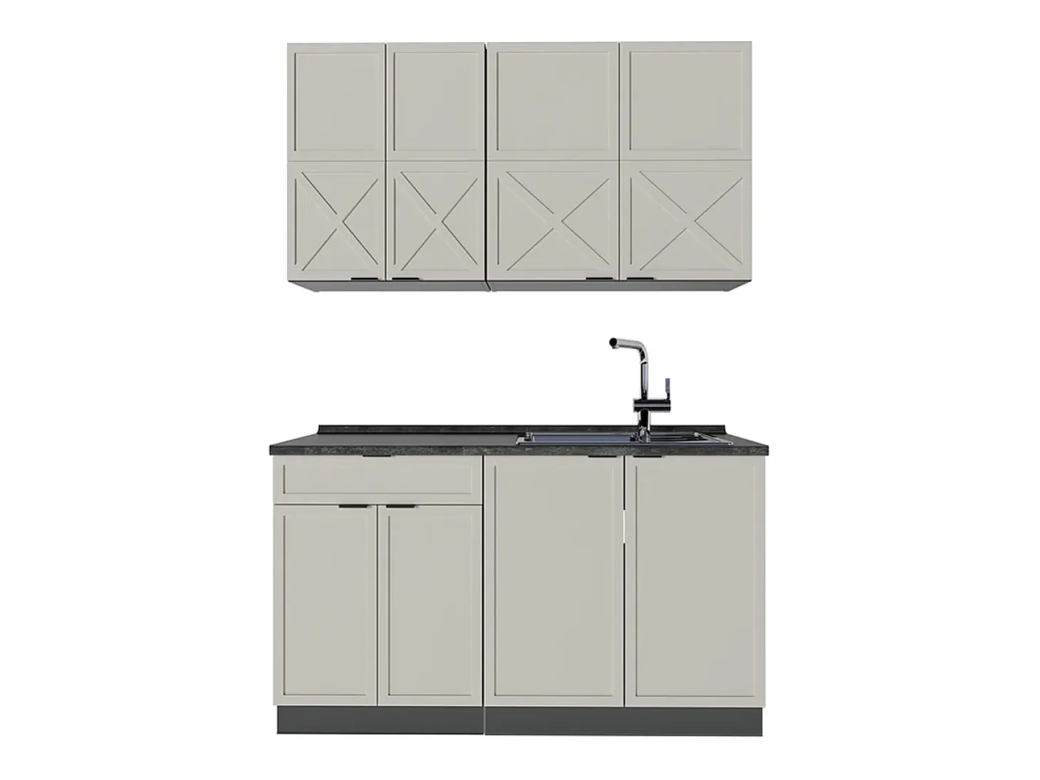 Cocina para solteros gris/beige/antracita 140x60x81.6 fame-line
