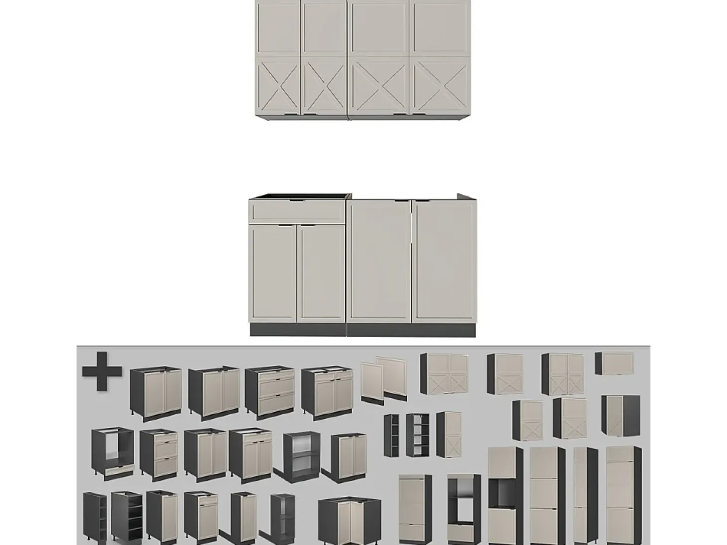 Cocina para solteros gris/beige/antracita 140x60x81.6 fame-line