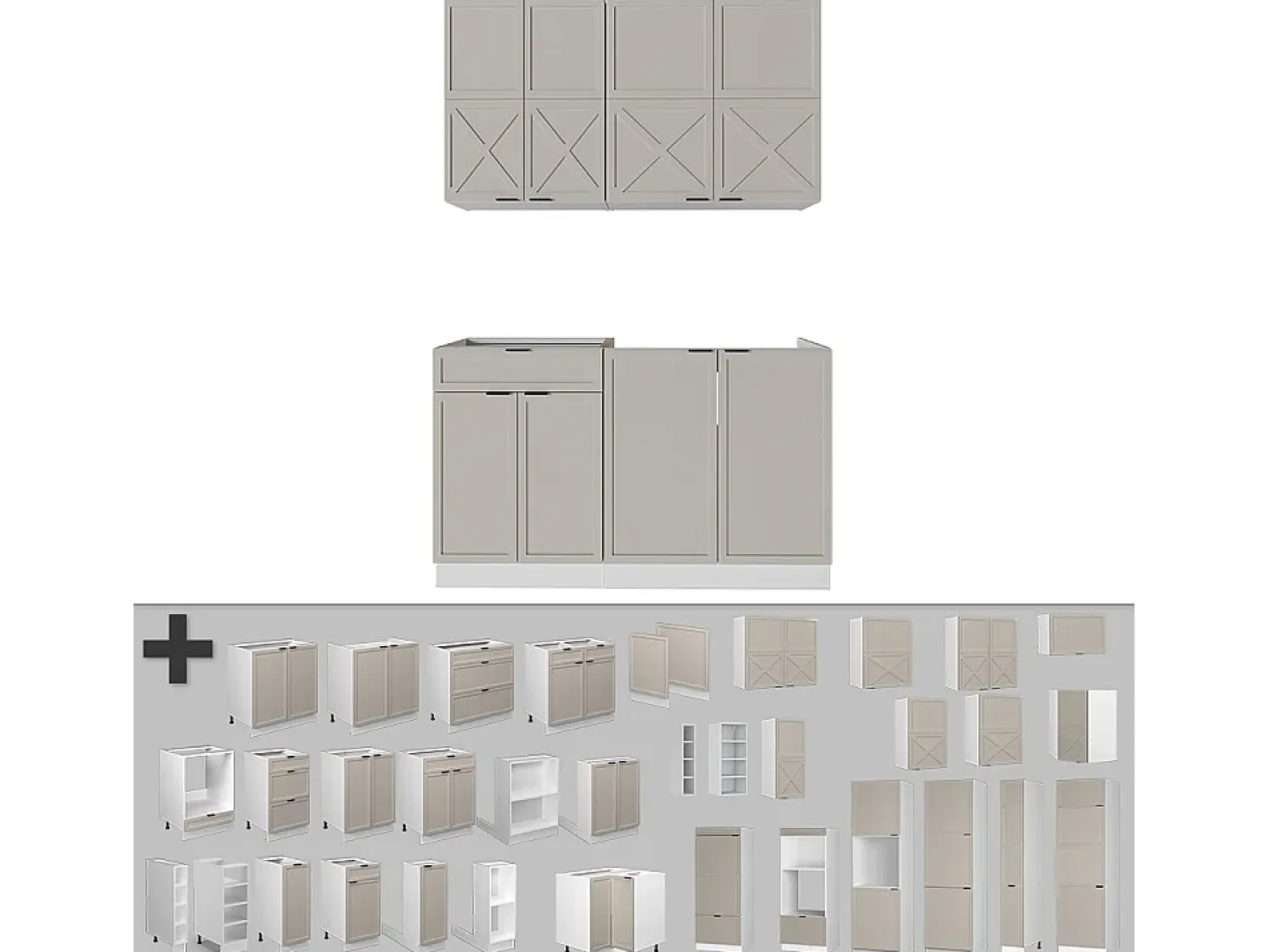 Cocina para solteros gris/beige/blanco 140x60x81.6 fame-line