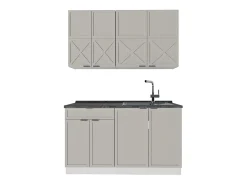 Cocina para solteros gris/beige/blanco 140x60x81.6 fame-line