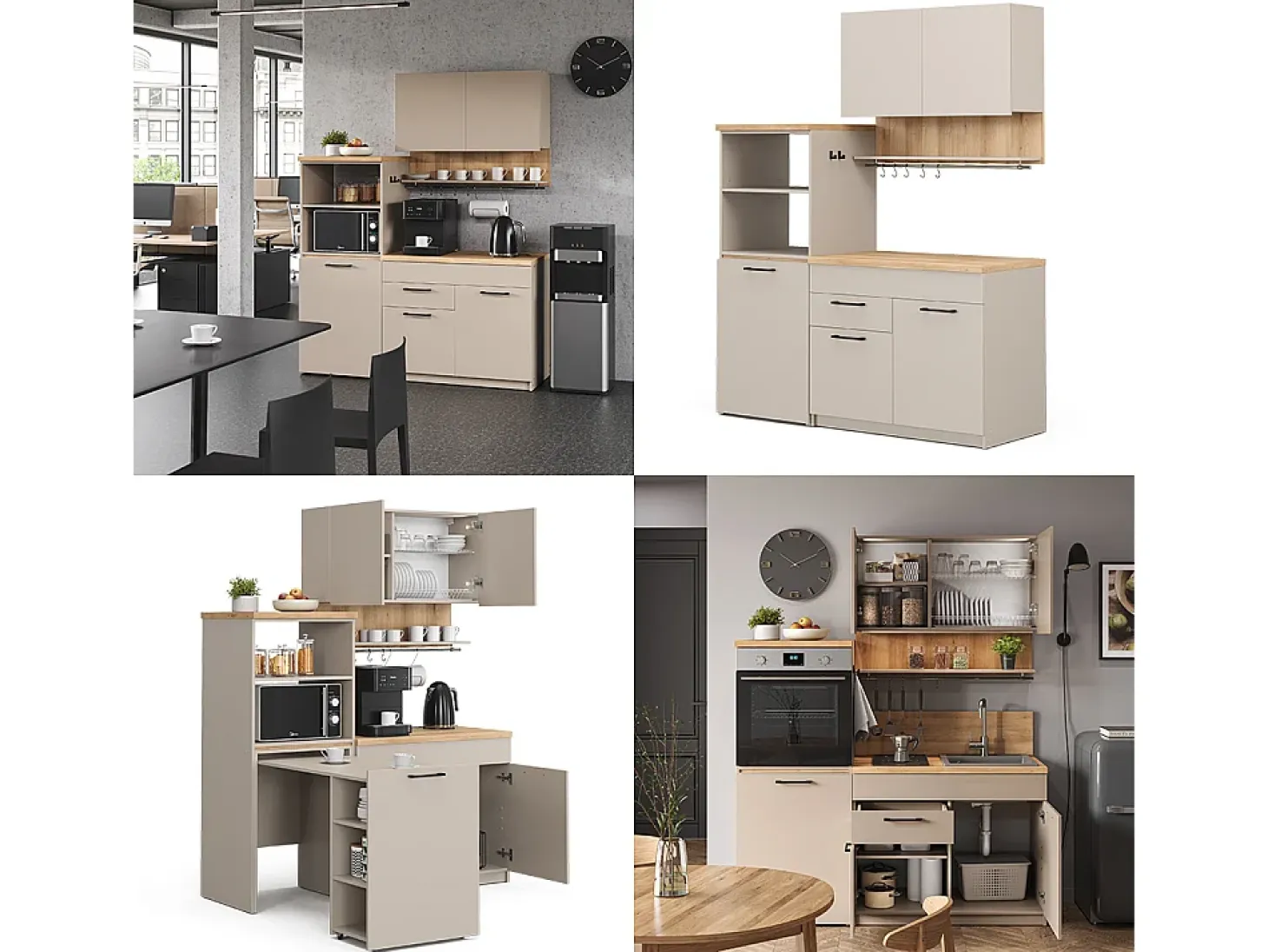 Cocina para solteros gris 160x60x81.6 egbert