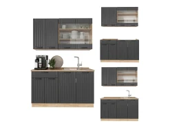 Cocina para solteros gris oscuro 140x60x81.6 fame-line