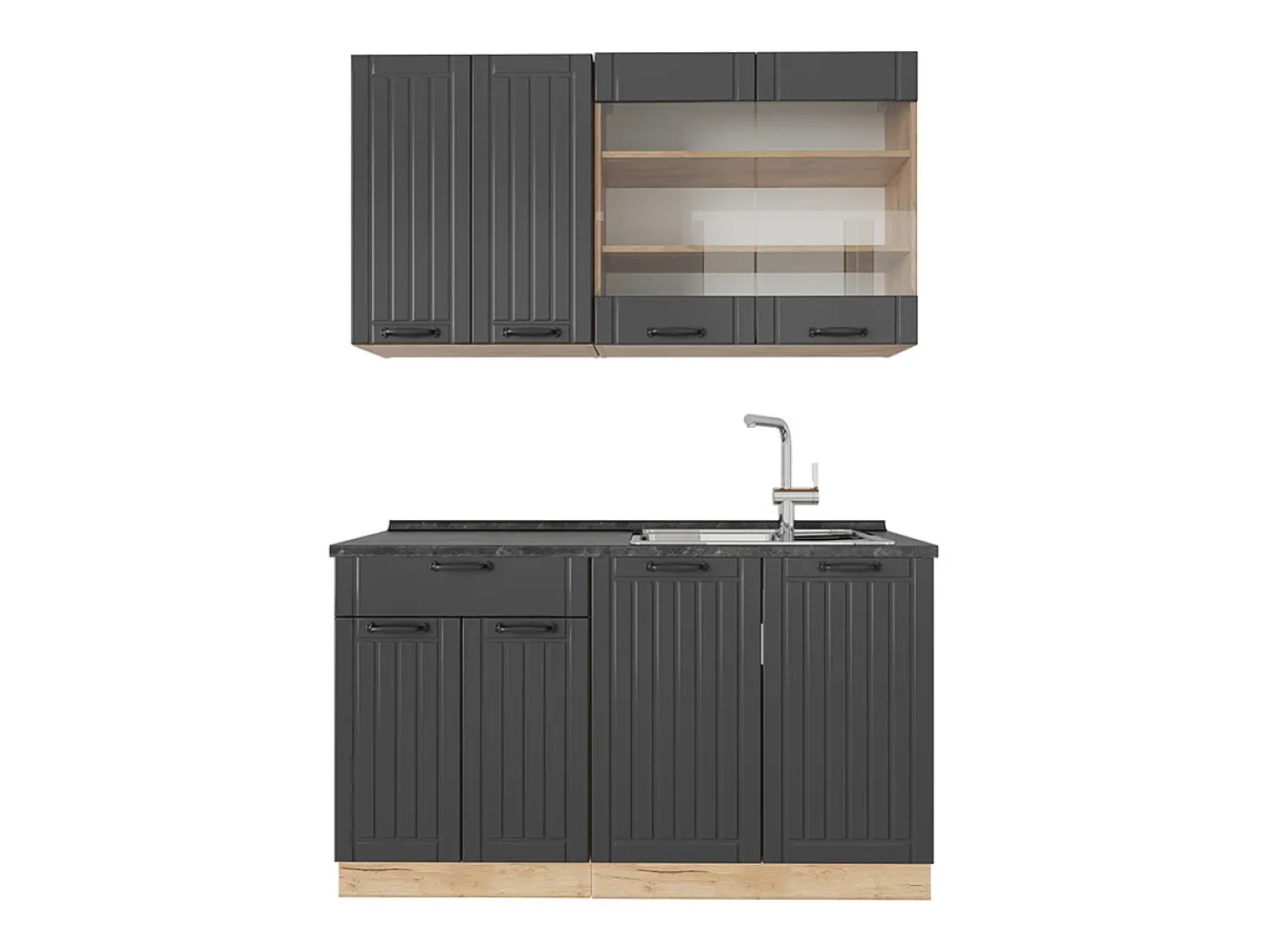Cocina para solteros gris oscuro 140x60x81.6 fame-line