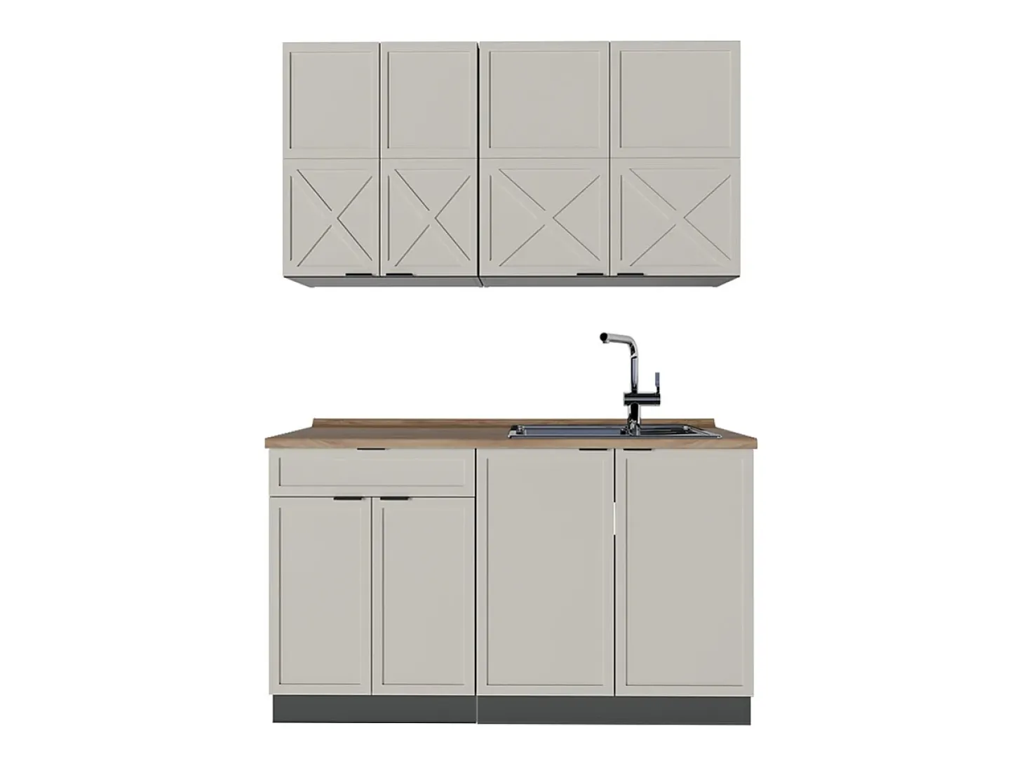 Cocina para solteros gris/beige/antracita 140x60x81.6 fame-line