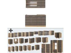 Cocina para solteros gris noble/roble dorado 140x46x81.6 r-line