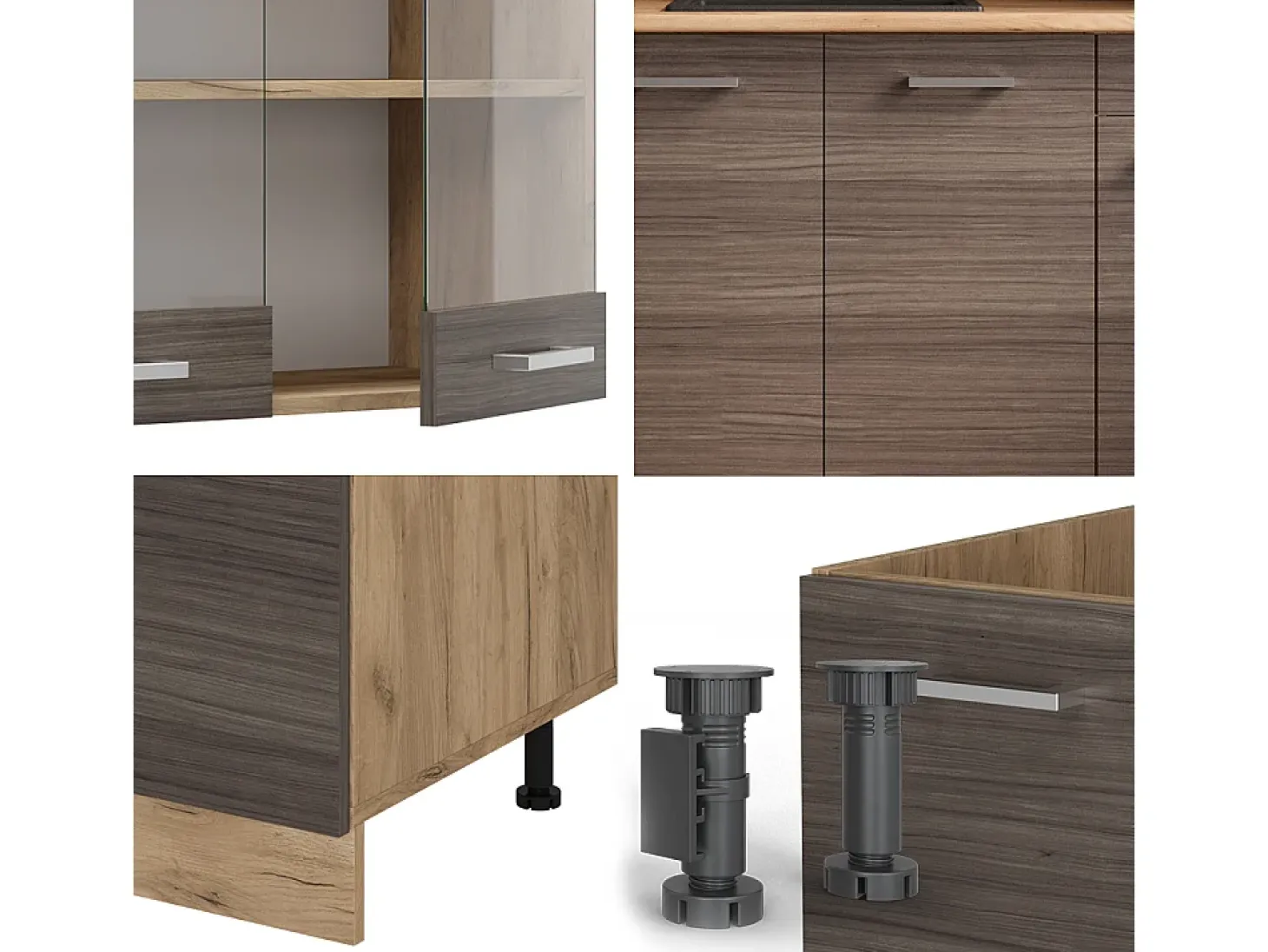 Cocina para solteros gris noble/roble dorado 140x46x81.6 r-line