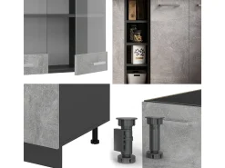 Cocina para solteros hormigón/antracita 160x46x81.6 r-line