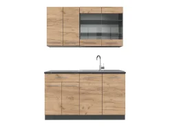 Cocina para solteros oro power roble/antracita 140x60x81.6 fame-line