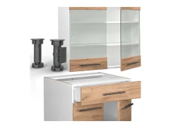 Cocina para solteros oro potencia roble/blanco 140x60x81.6 fame-line