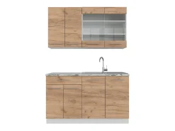 Cocina para solteros oro potencia roble/blanco 140x60x81.6 fame-line