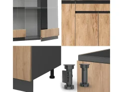 Cocina para solteros oro power roble/antracita 140x46x81.6 r-line