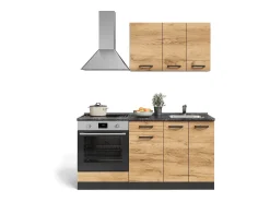 Cocina para solteros oro power roble/antracita 160x46x81.6 r-line