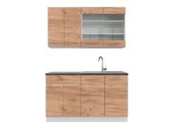 Cocina para solteros oro potencia roble/blanco 140x60x81.6 fame-line
