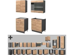 Cocina para solteros oro power roble/antracita 140x46x81.6 fame-line