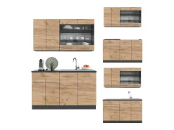 Cocina para solteros oro power roble/antracita 140x46x81.6 fame-line