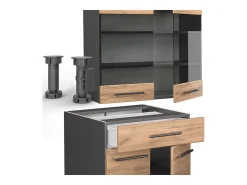 Cocina para solteros oro power roble/antracita 140x46x81.6 fame-line