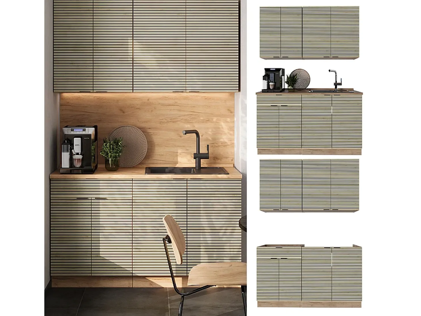 Cocina para solteros panel de roble/roble goldkraft 140x60x81.6 fame-line