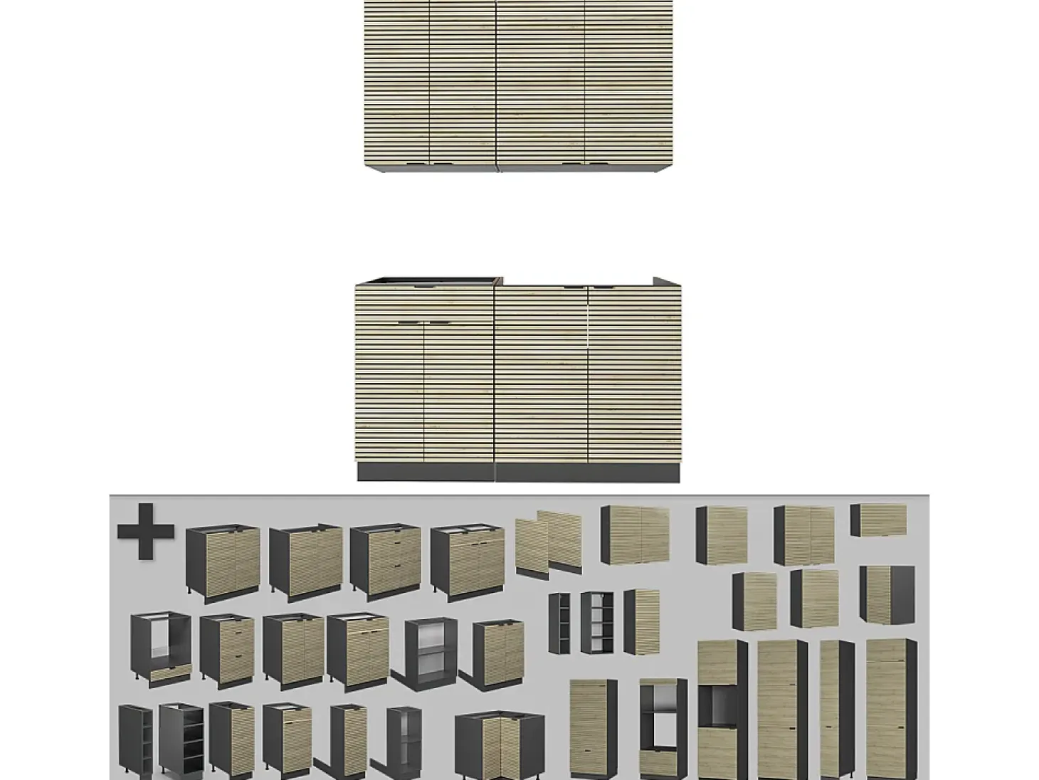 Cocina para solteros panel de roble/antracita 140x60x81.6 fame-line