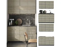Cocina para solteros panel de roble/antracita 140x60x81.6 fame-line