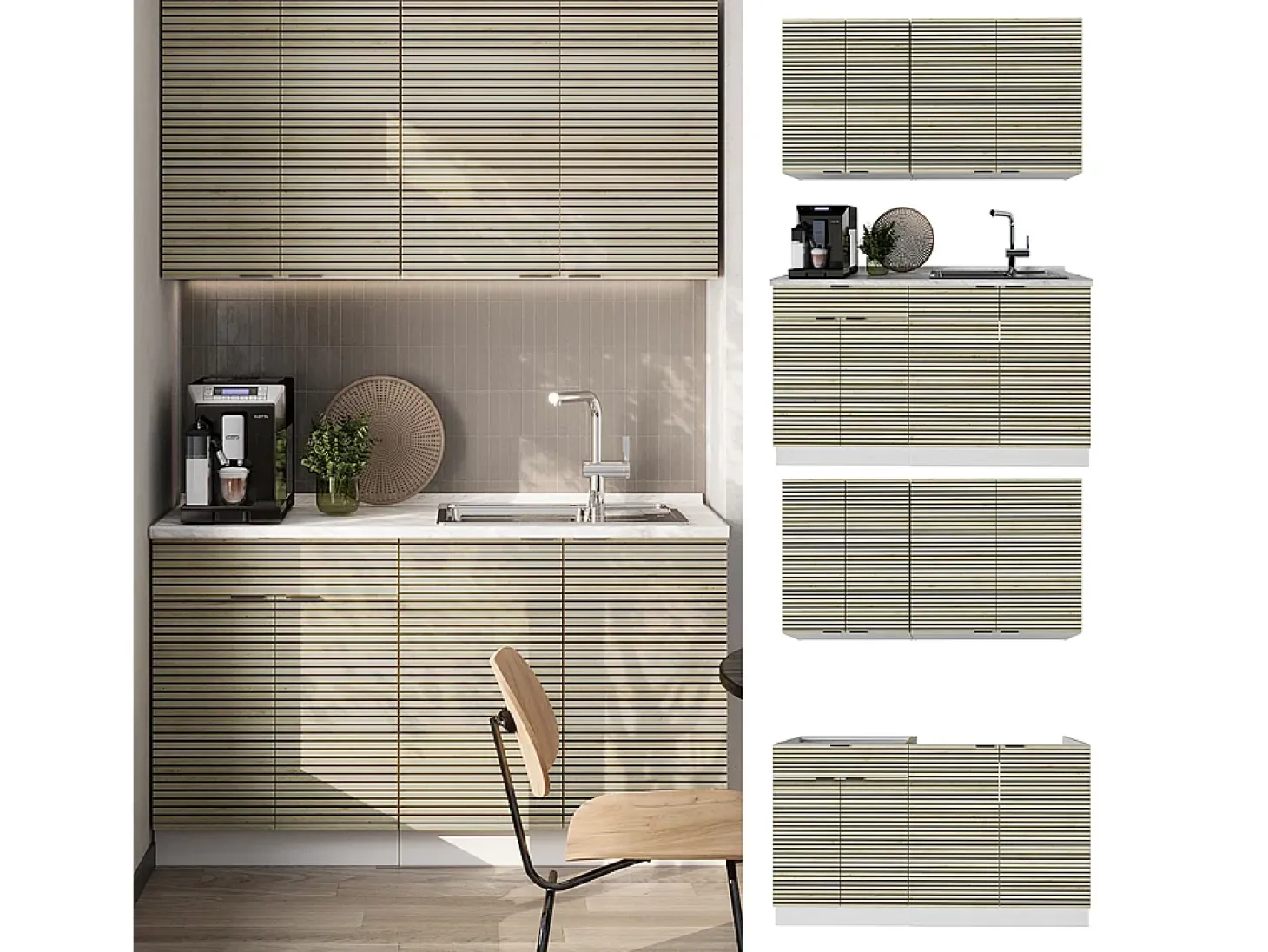 Cocina para solteros panel roble/blanco 140x60x81.6 fame-line