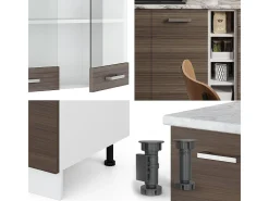 Cocina para solteros precioso gris/blanco 160x60x81.6 r-line