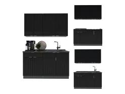 Cocina para solteros rayas negras/antracita 140x60x81.6 fame-line