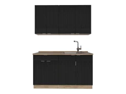 Cocina para solteros rayas negras/roble dorado 140x60x81.6 fame-line