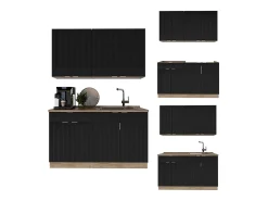 Cocina para solteros rayas negras/roble dorado 140x60x81.6 fame-line