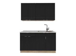 Cocina para solteros rayas negras/roble dorado 140x60x81.6 fame-line