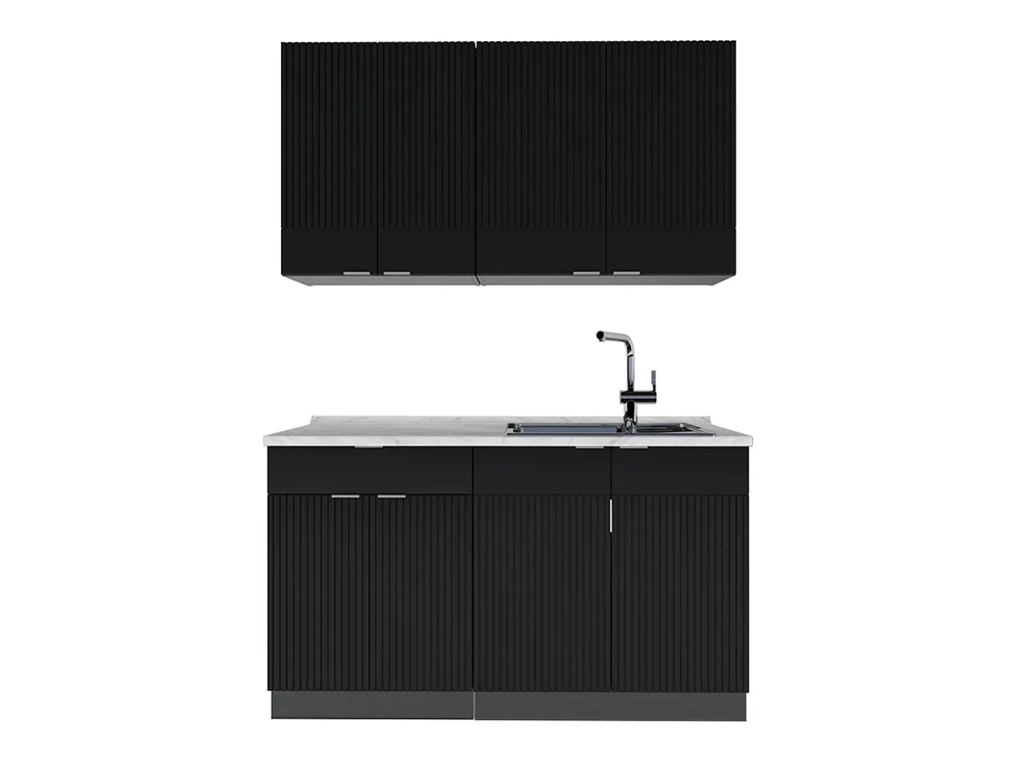Cocina para solteros rayas negras/antracita 140x46x81.6 fame-line