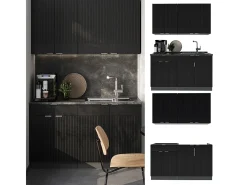 Cocina para solteros rayas negras/antracita 140x46x81.6 fame-line