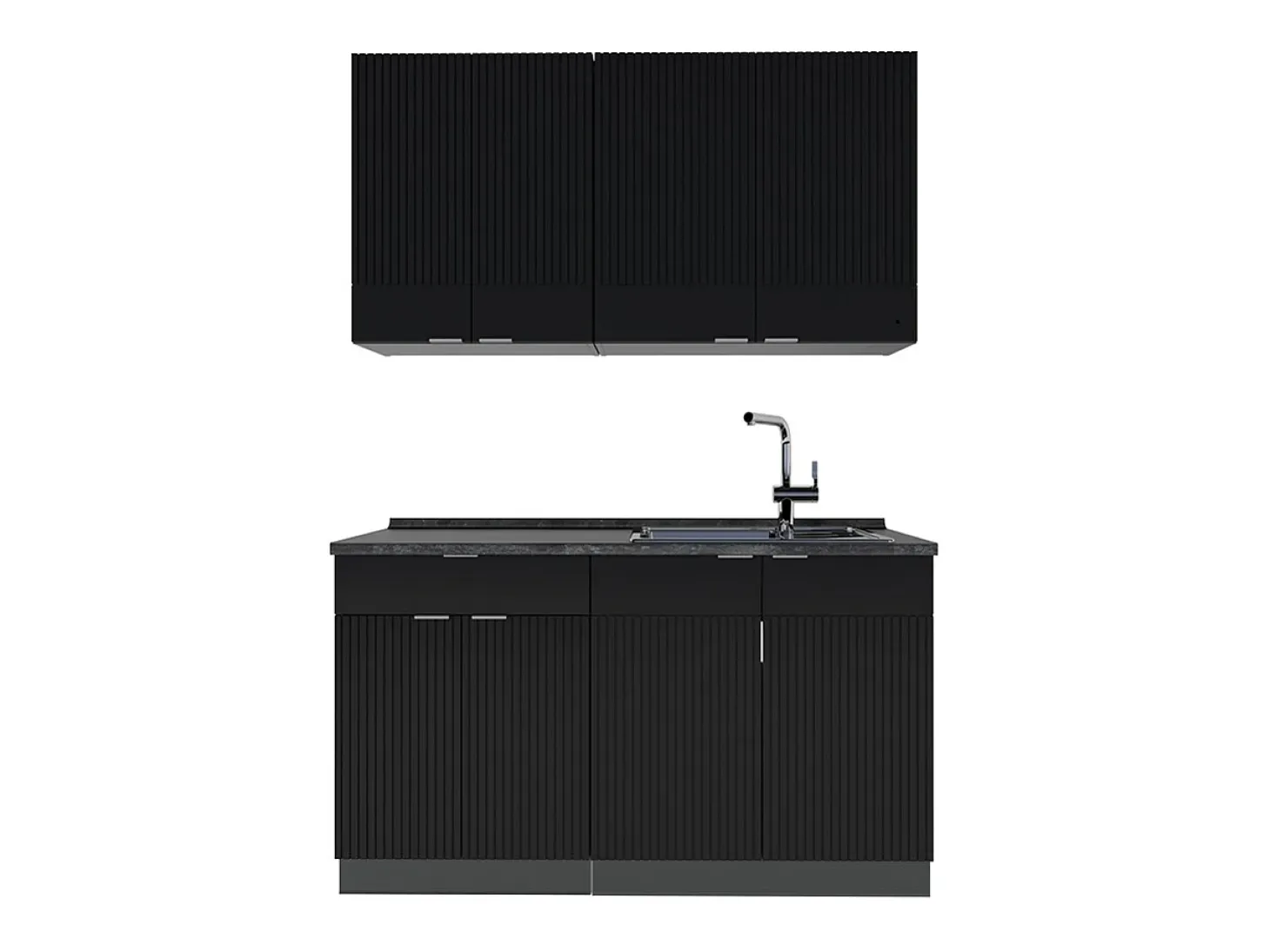 Cocina para solteros rayas negras/antracita 140x46x81.6 fame-line