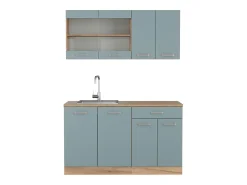 Cocina para solteros roble azul-gris-dorado 140x46x81.6 r-line