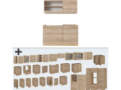 Cocina para solteros roble sonoma/goldkraft 140x46x81.6 r-line