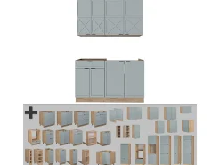 Cocina para solteros roble azul claro/gris dorado 140x46x81.6 fame-line