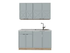 Cocina para solteros roble azul claro/gris dorado 140x46x81.6 fame-line