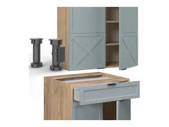 Cocina para solteros roble azul claro/gris dorado 140x46x81.6 fame-line