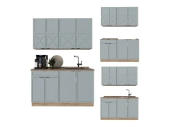Cocina para solteros roble azul claro/gris dorado 140x46x81.6 fame-line