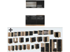 Cocina para solteros roble negro/dorado de alto brillo 140x46x81.6 r-line