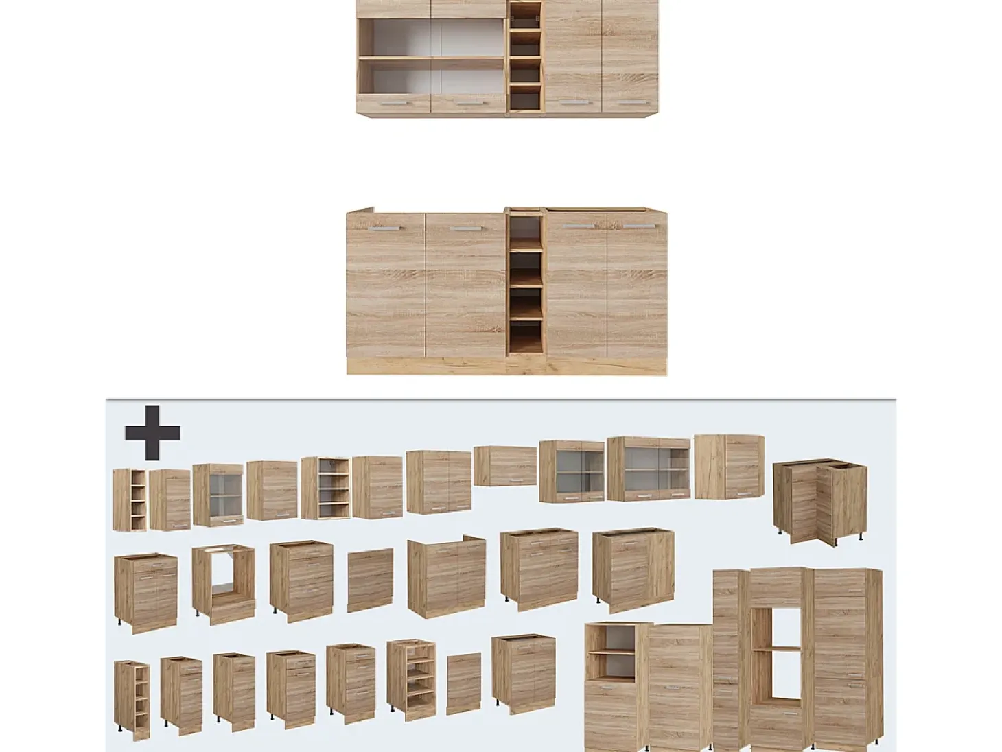 Cocina para solteros roble sonoma/goldkraft 160x46x81.6 r-line